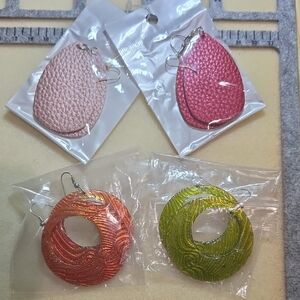 Elegant Pink and Green Earrings Set